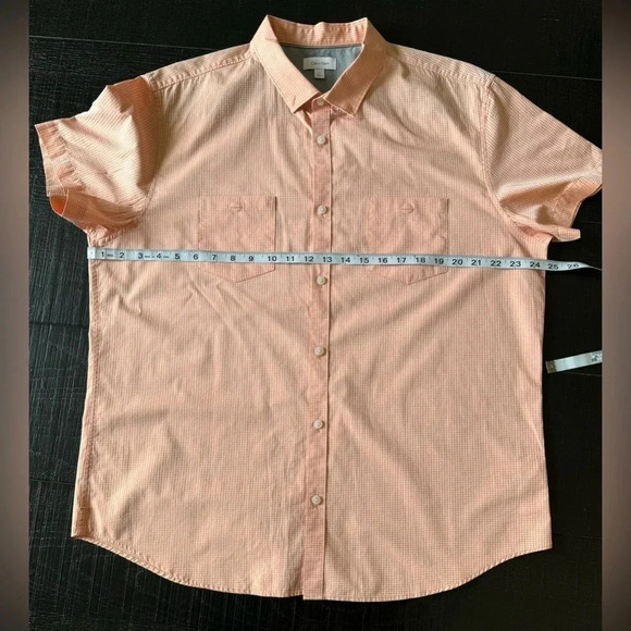 Mens Calvin Klein Orange Button Down Short Sleeve Shirt size XL - Picture 3 of 6